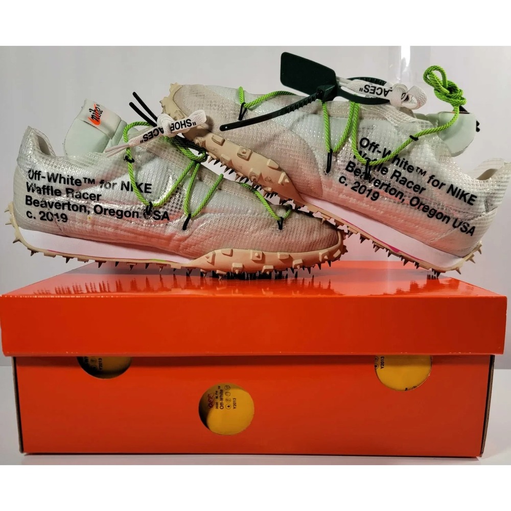 Off-White x Nike Waffle Racer Electric Green W Size 14, M Size 12.5 Authenitic